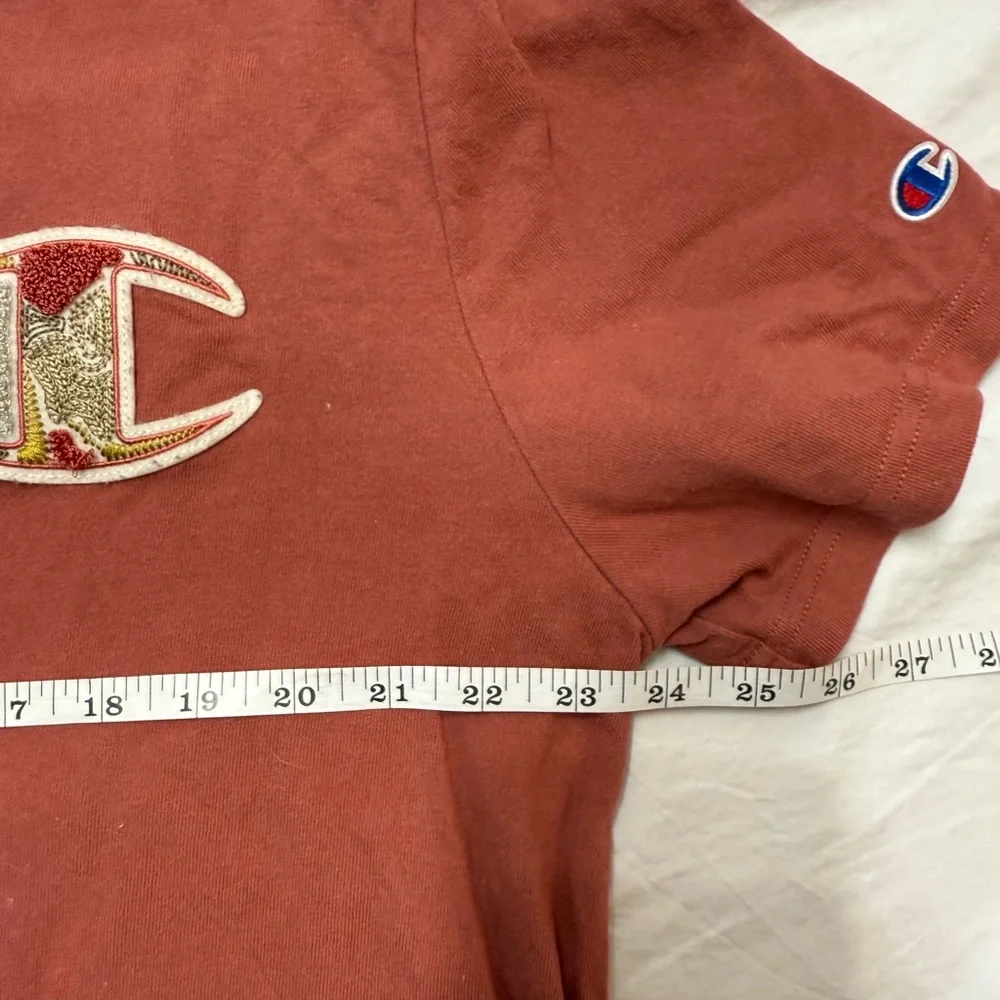 CHAMPION Heritage Mix Motif Mens Patch Tee Shirt Burnt Red Size XL - Picture 8 of 8